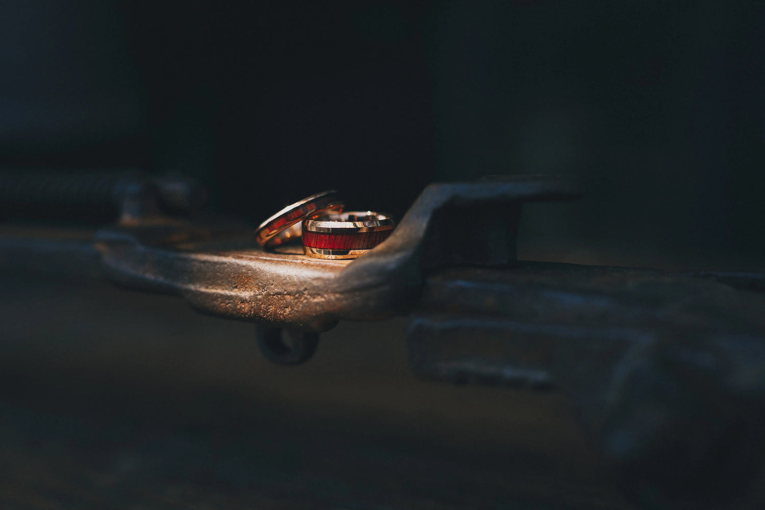Rose Gold and Wooden Tungsten Carbide Couples Rings