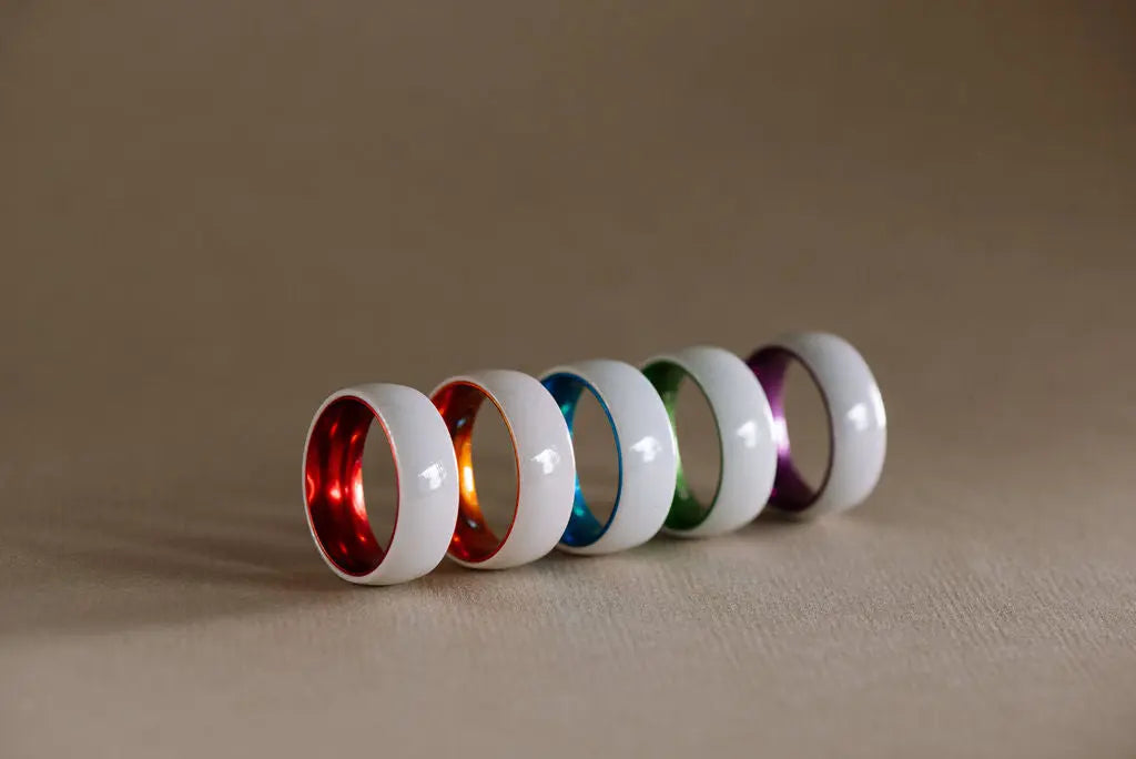 Ceramic Rings Standing in Row