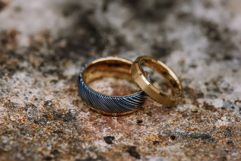 His and Hers Gold Tungsten Carbide Rings