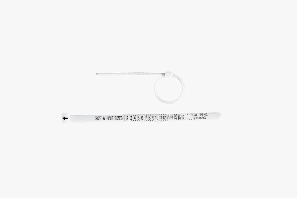 Ring Size Measuring Band on White Backdrop