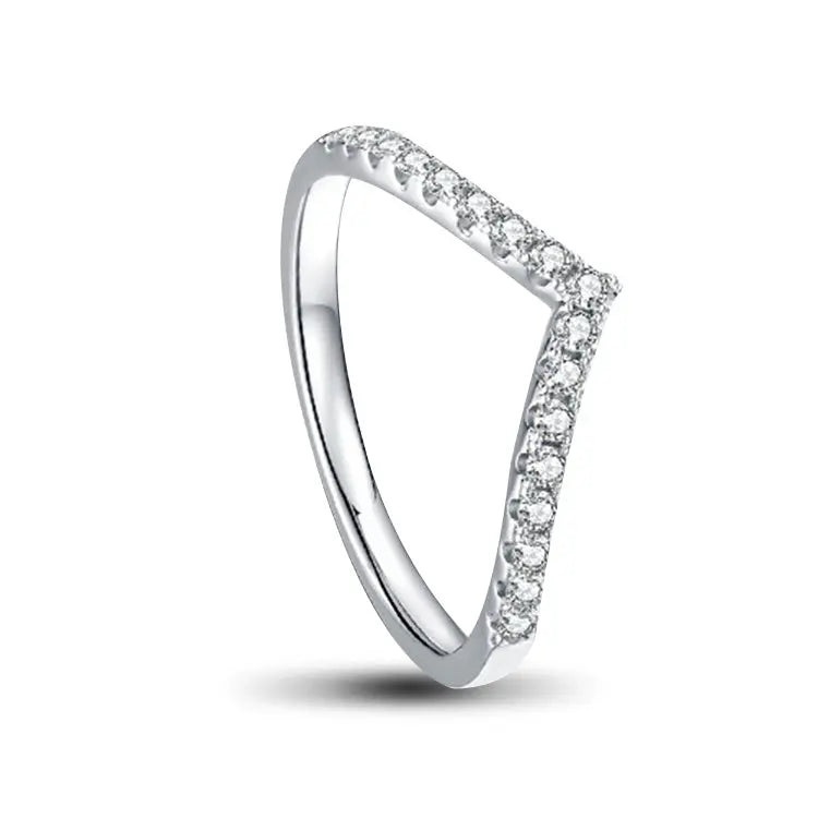 Amabel Ladies Silver Wedding Ring V-shape