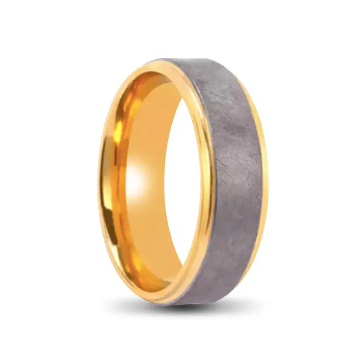 Gold Tantalum Ring With Brushed Tantalum Inlay