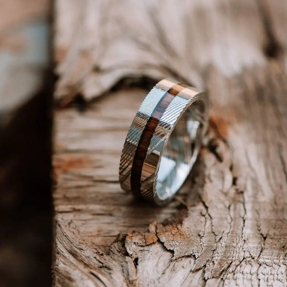 Damascus with Wood Ring