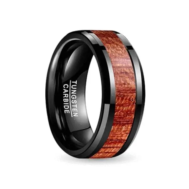Cartwheel Brown Wood Carbide Ring