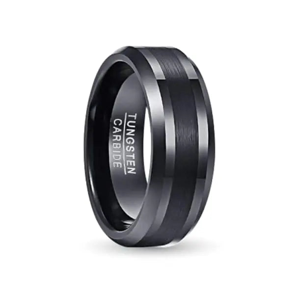 Cartwheel Brush Black Tungsten Ring