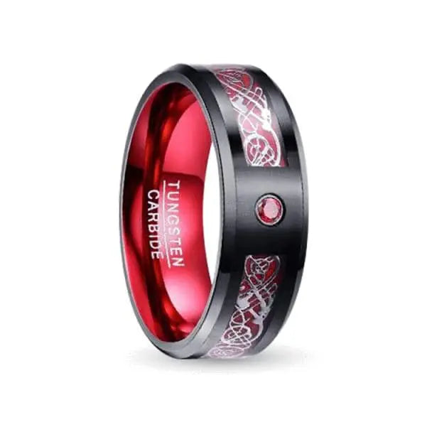 Azure Red, Black Tungsten Ring