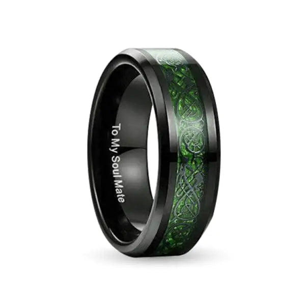 Green Tungsten Carbide ring | Orbit Rings