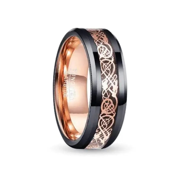 Celtic Rosegold Black Tungsten Ring | Orbit Rings
