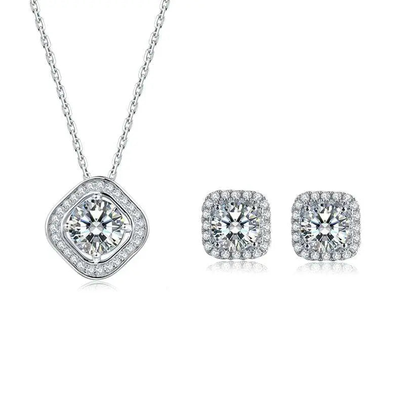 1ct Moissanite Pendant & 0.5ct Moissanite Earrings