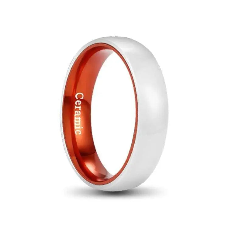 6mm White Ceramic Ring with Red Aluminium Inner
