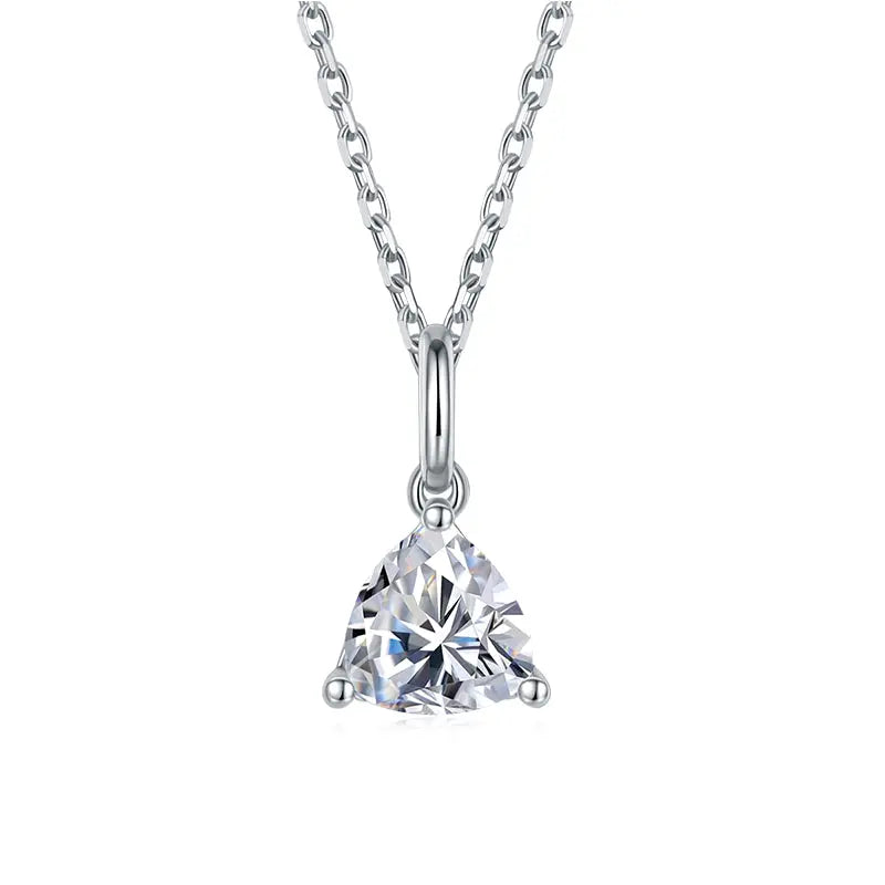Sterling Silver Necklace With Trillion Cut Moissanite Stone
