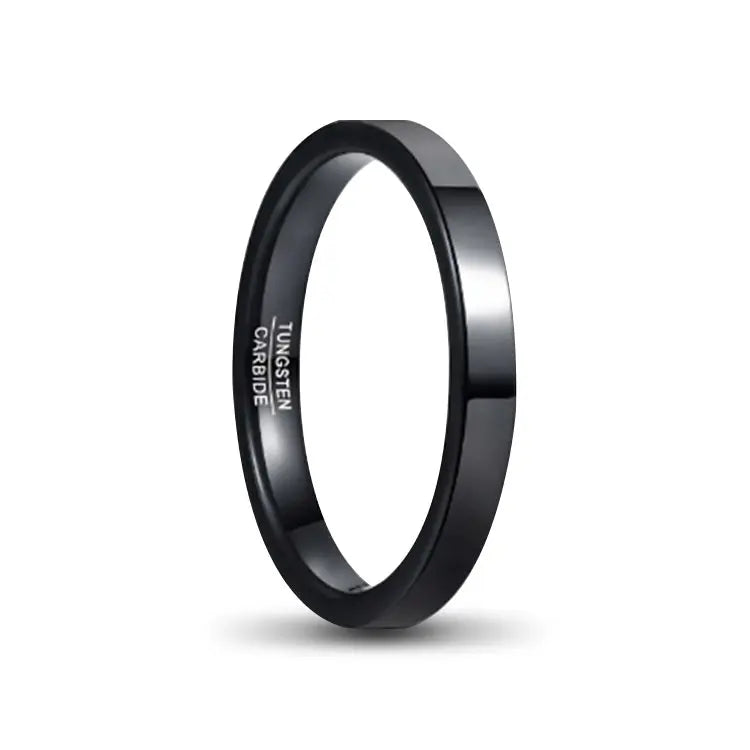 ladies polished black tungsten carbide ring