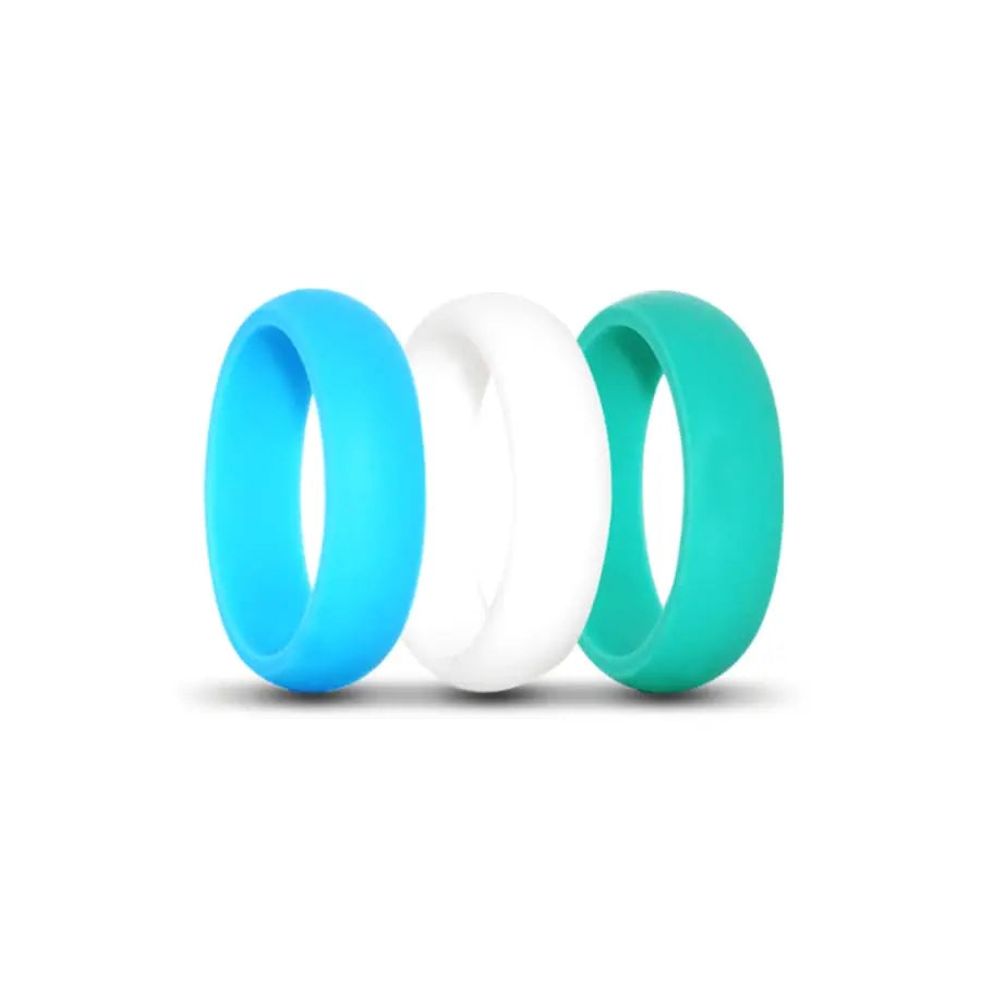 Turquoise White and Sky Blue Silicone Rings