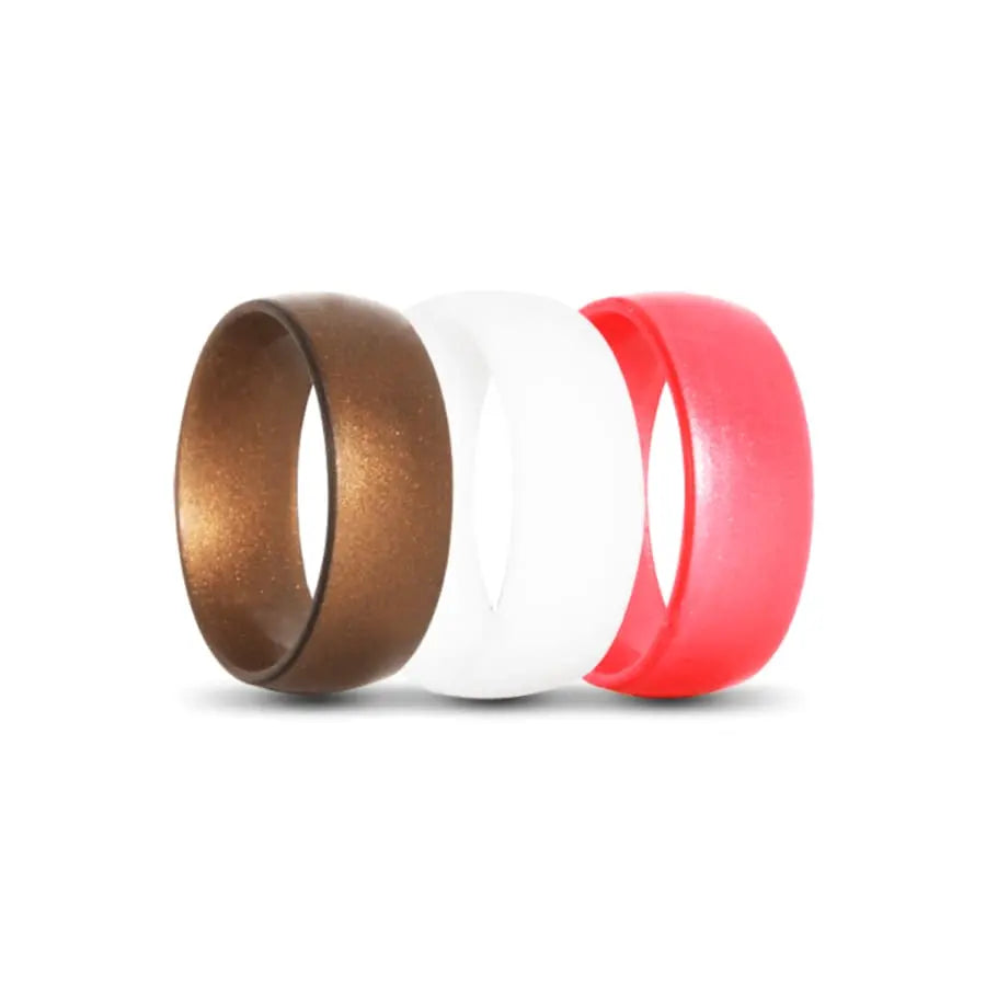 Brinze, Whute and Pink Silicone Rings
