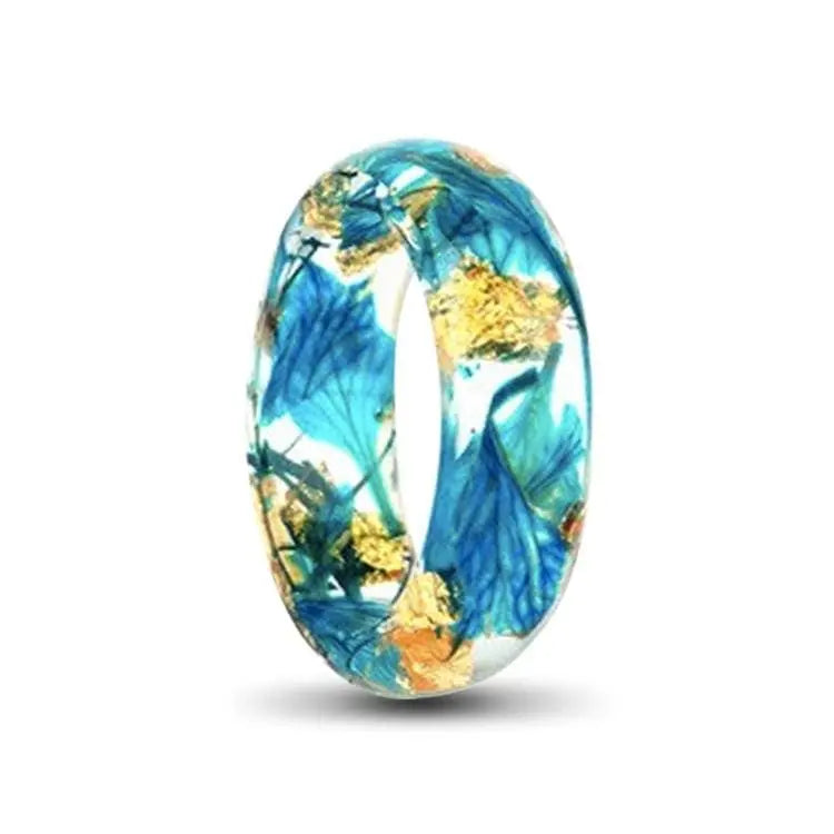 Blue and Gold Resin Ring