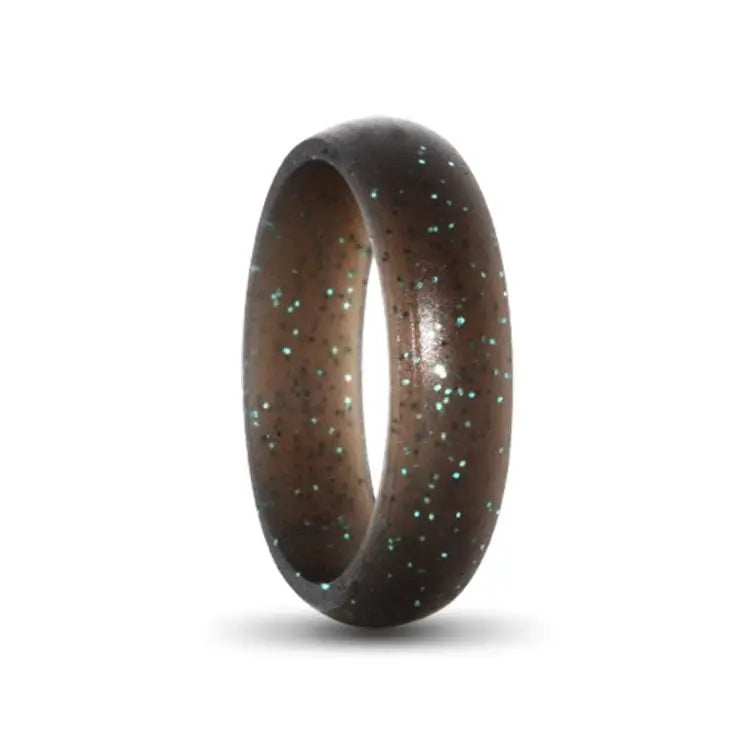 Black and Turquoise Sparkle Silicone Ring