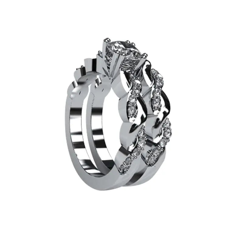 Sterling Silver Twisted Ring Round Main Stone. Small Stones alternative twists.