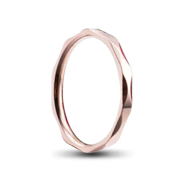 Rose Gold Ladies Titanium Ring With Beveled and Angular Edges