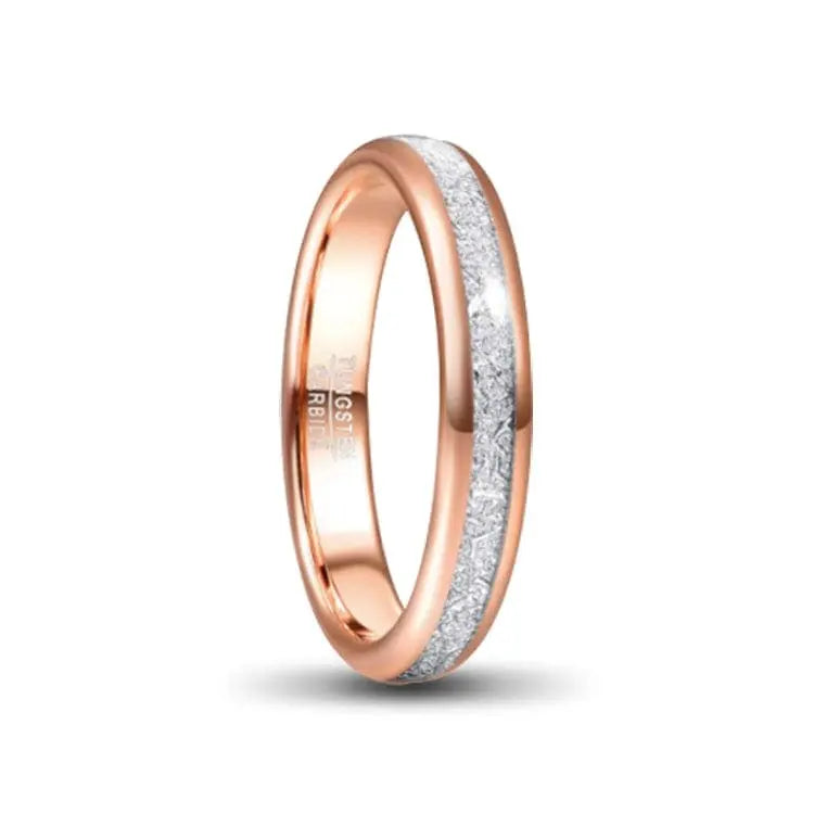 4mm Rose Gold Coloured Tungsten Carbide Ring with Meteorite Inlay