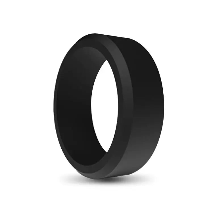 Mens Edge Black Silicone Ring