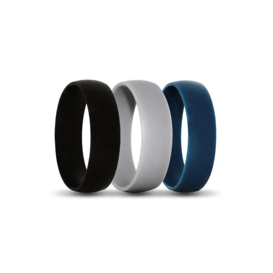 Black, Grey and Navy 3 Pack Silicone Rings