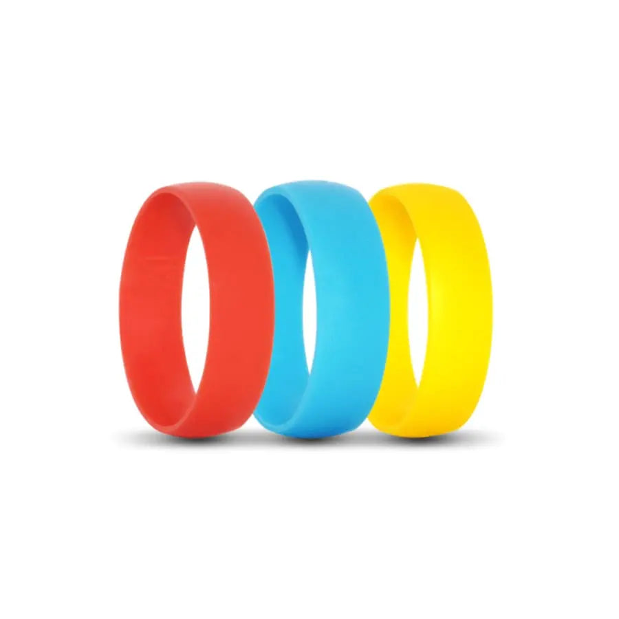Red, Blue Yellow Silicone Rings