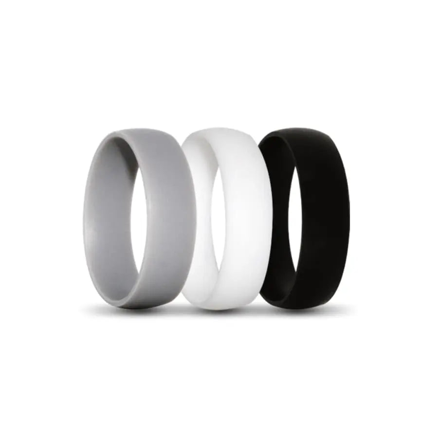 Grey White and Black Silicone Rings