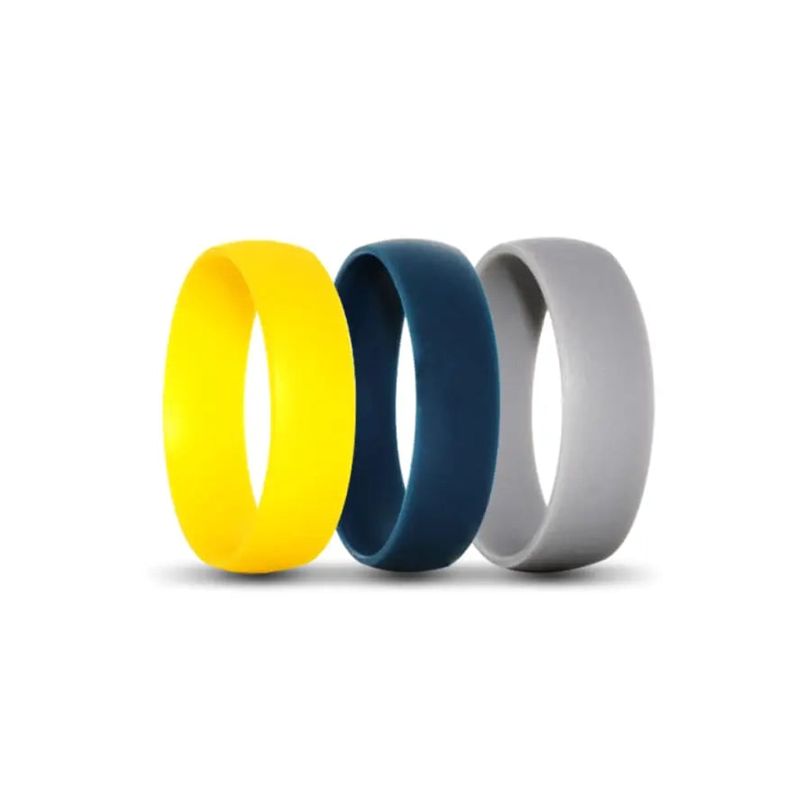 Yellow, Navy and Grey Silicone Rings