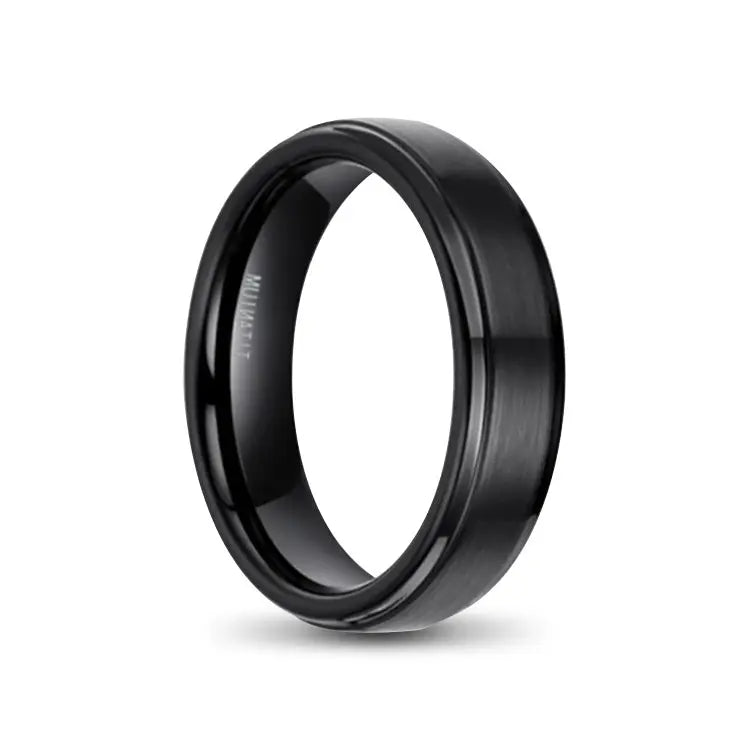 Polished Black Titanium Ring With Brushed Outer