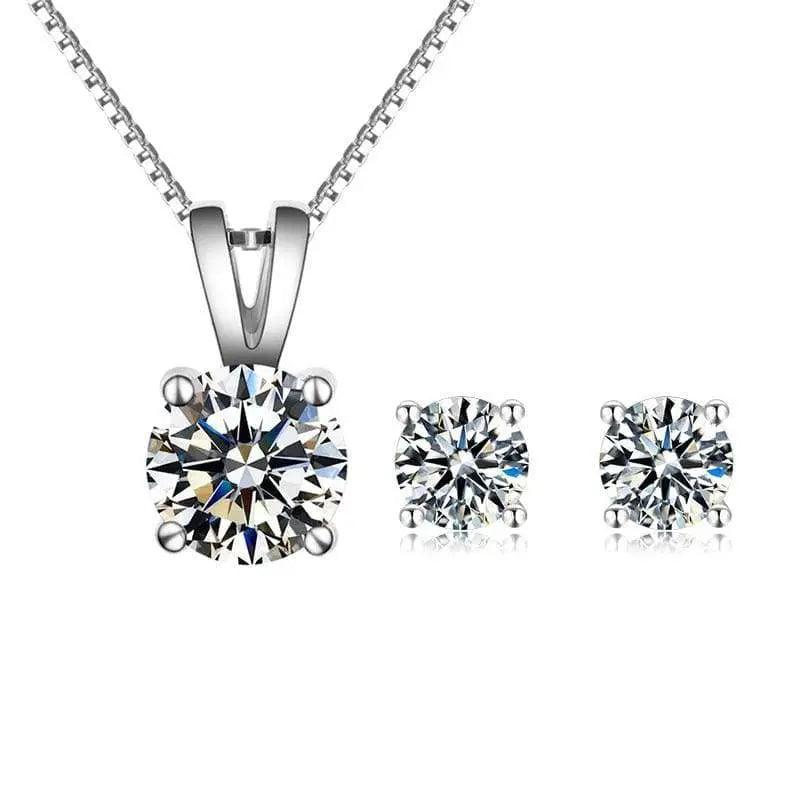 1ct Moissanite Pendant & 0.5ct Moissanite Earrings