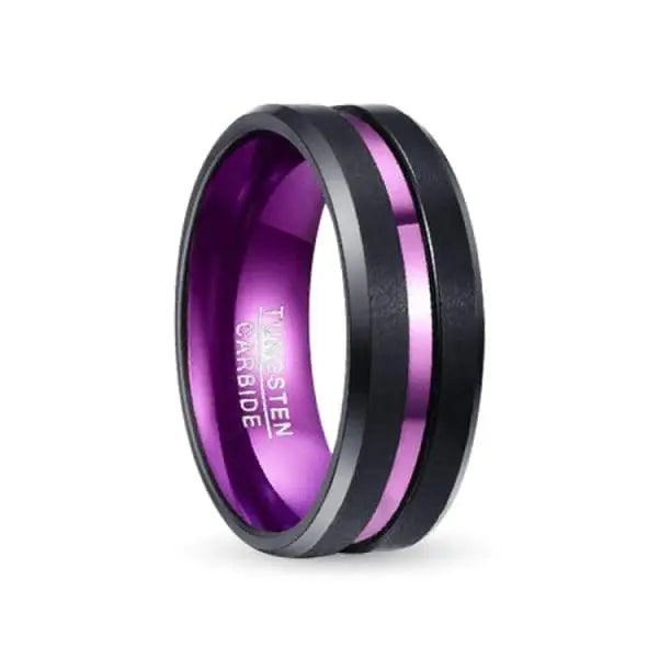 Stream Purple and Black Tungsten Carbide Ring