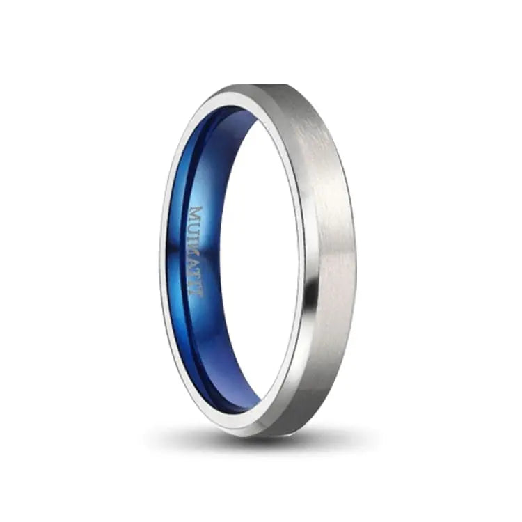 4mm Silver and Blue Titanium Ring