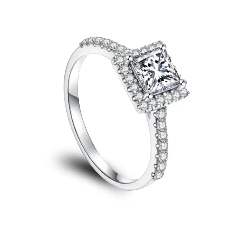 Sterling Silver Ring With Princess Cut Moissanite