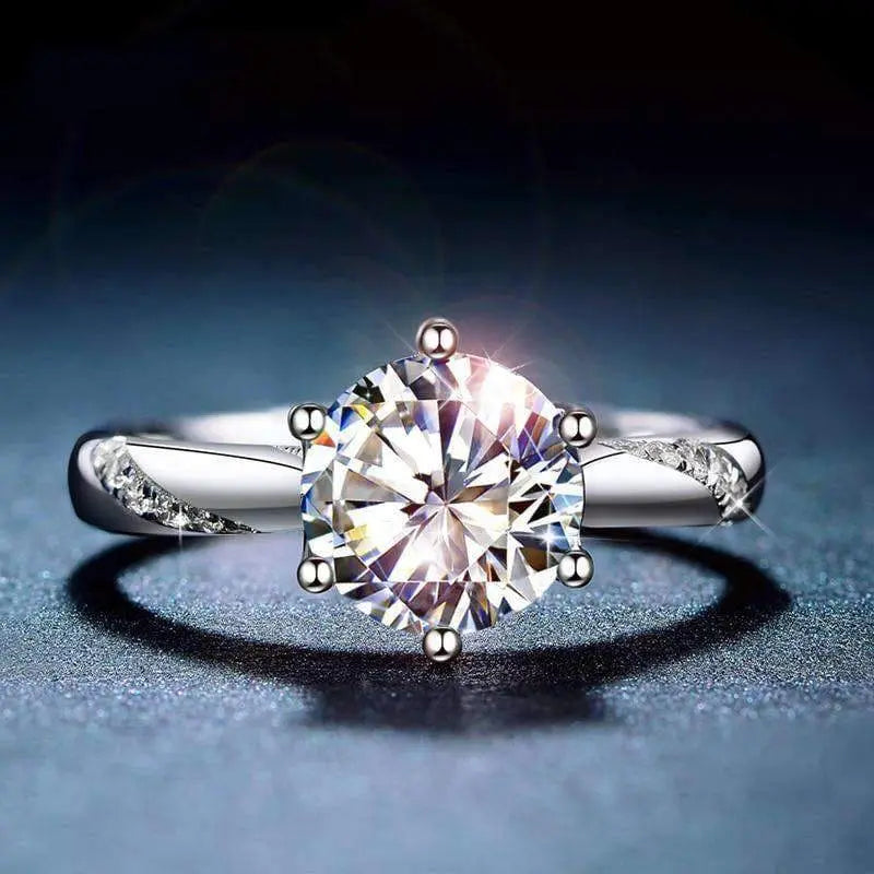 Wedding Rings with Silver and Moissanite Stone