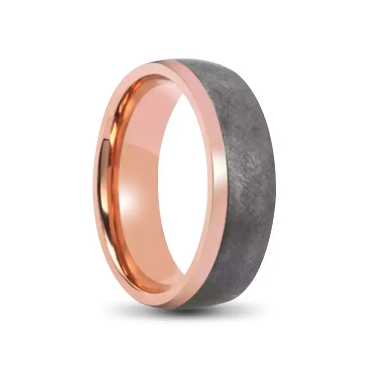 Rose Gold Stainless Steel Ring With Tantalum Inlay