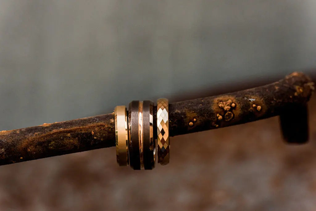 Three Rose Gold Ladies Tungsten Rings