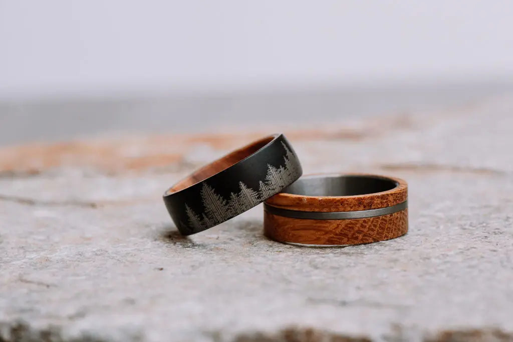 Wood Ring With Pattern and Wood Ring With Inlay