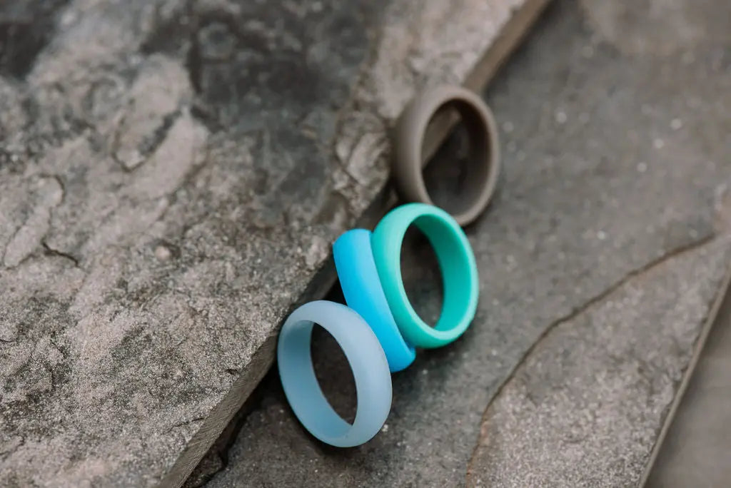 Blue, Grey and Brown Silicone Rings 