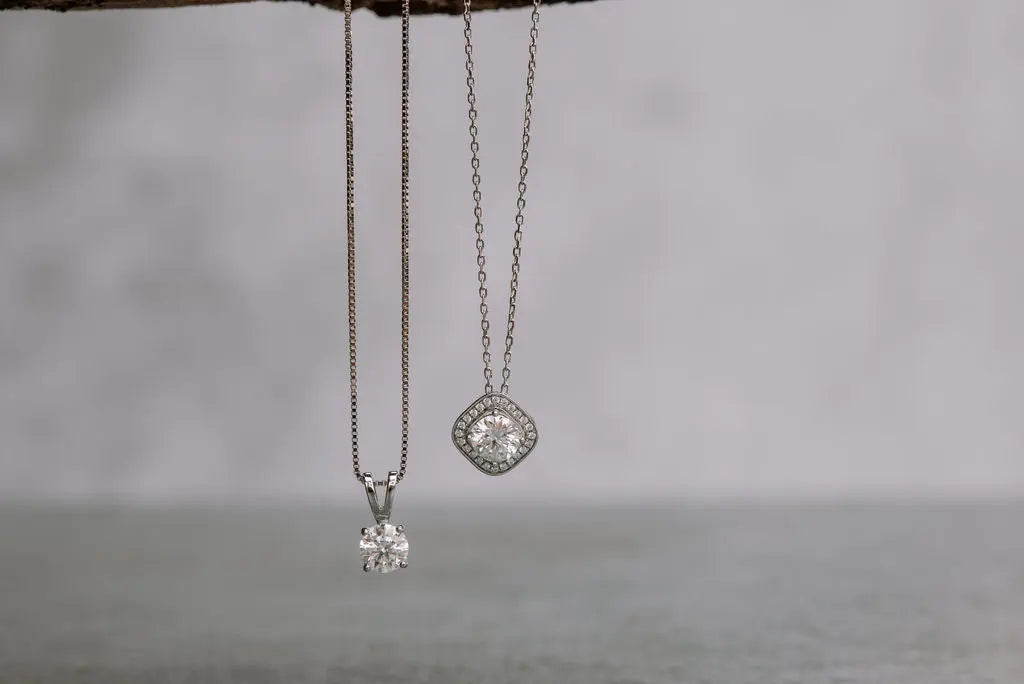 Two Hanging Moissanite Necklaces