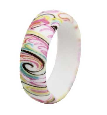 Ladies White Silicone Ring With Wave Pattern