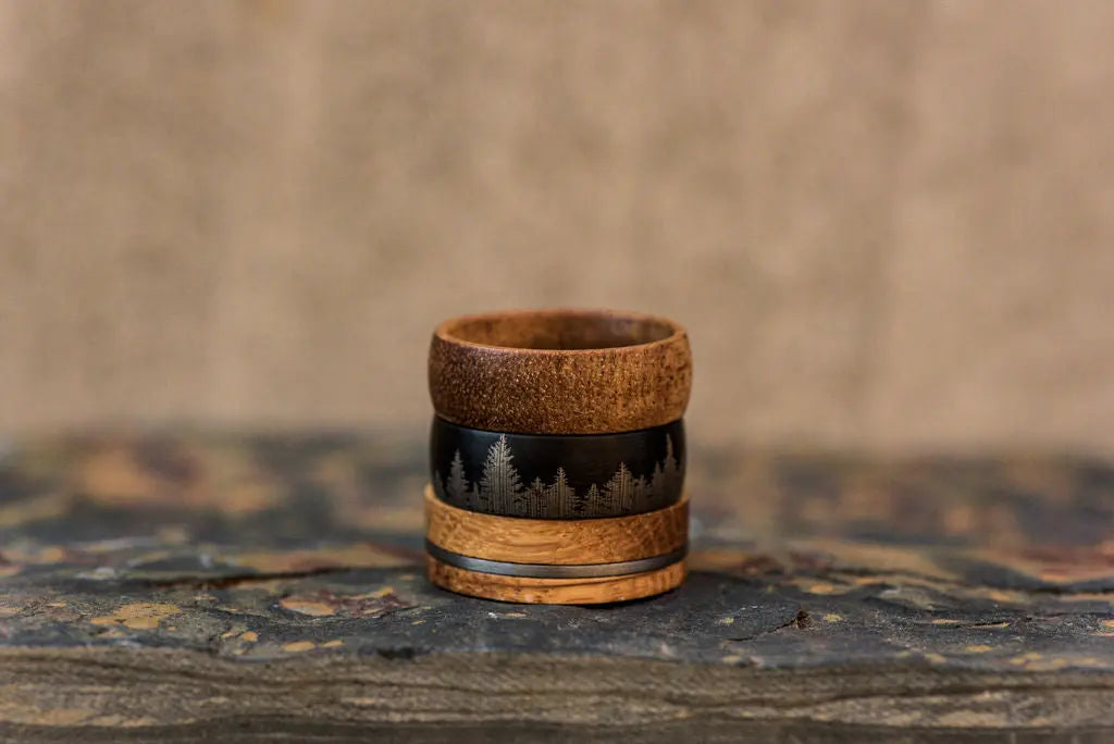 Three Wooden Rings Stacked On One Another