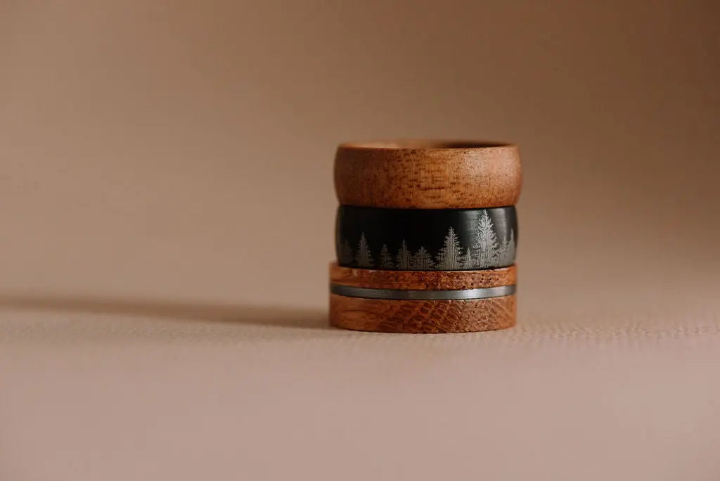 Three Wooden Rings Stacked on One Another
