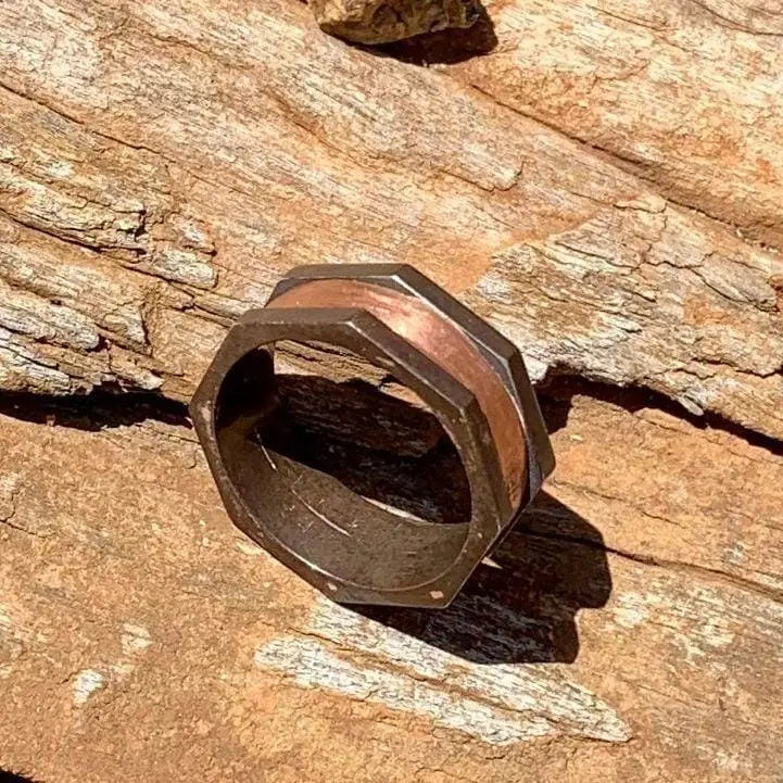 Tarnished Sterling Silver Ring with Copper Inlay
