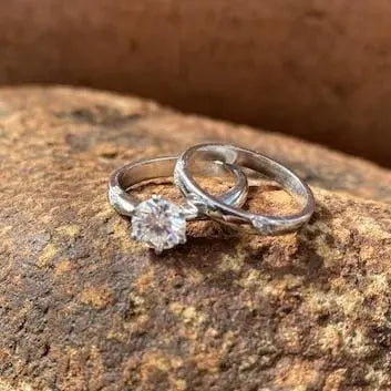 1ct White Gold Moissanite ring with Wedding Band