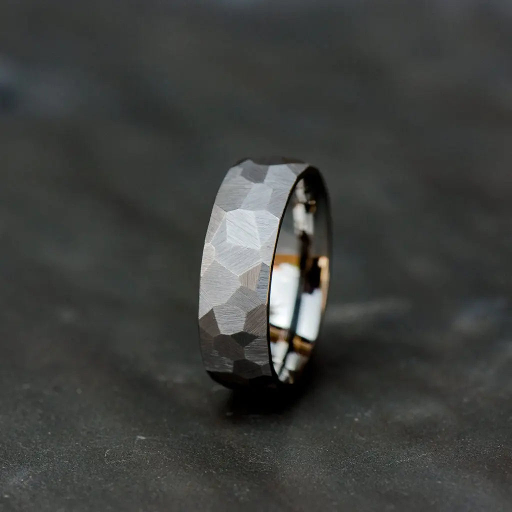 Stainless Steel Ring on Charcoal Backdrop