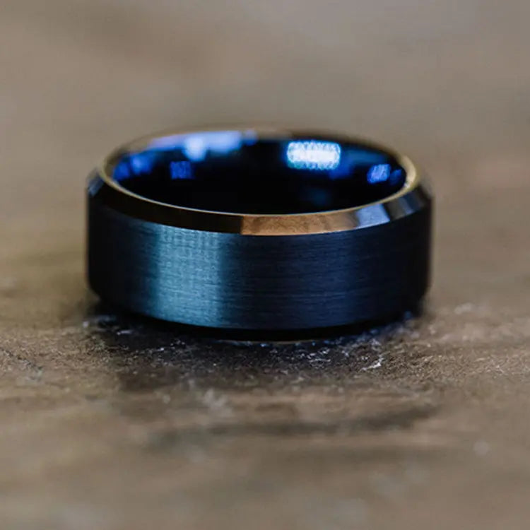 Apollo Blue Black Tungsten Carbide Ring | Orbit Rings
