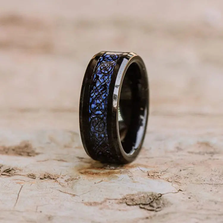 Celtic Blue Black Carbide Ring | Orbit Rings