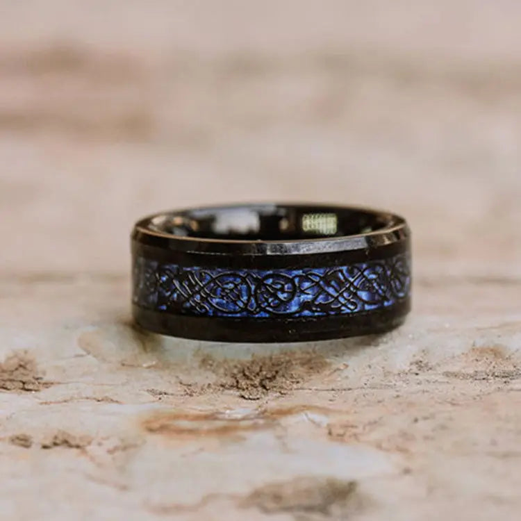 CTHY RING [BLACK AGATE]　19号 Celtic Blue Black Carbide Ring | Orbit Rings