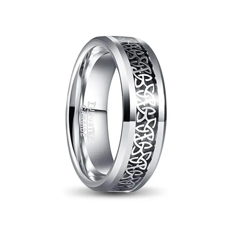 Celtic Knot Silver Tungsten Carbide Ring