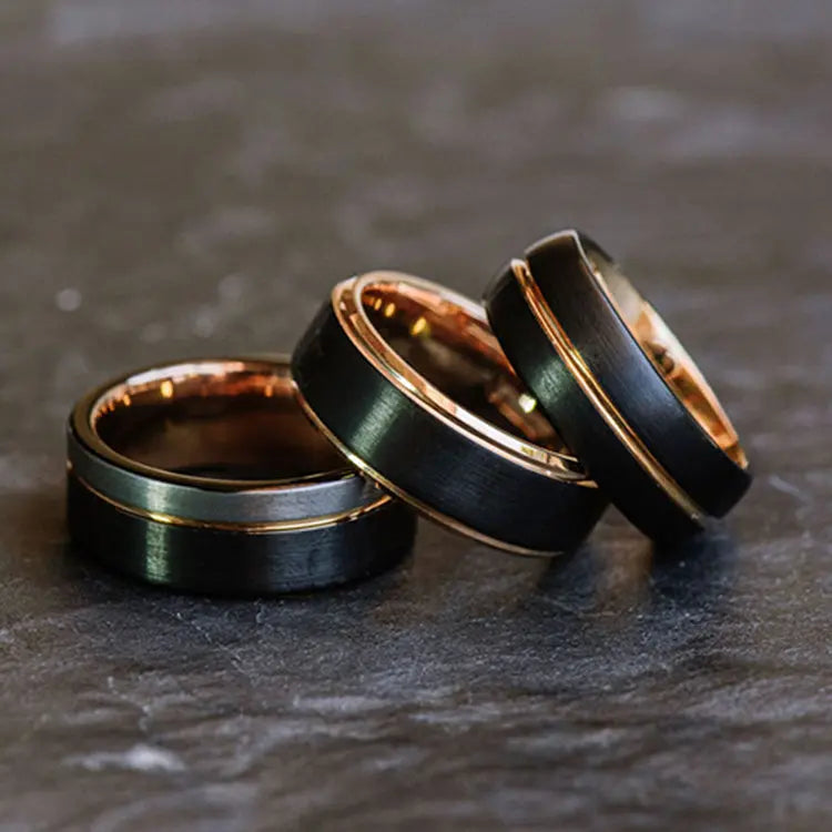 Fashion Mens Tungsten Carbide Trio Ring Bundle